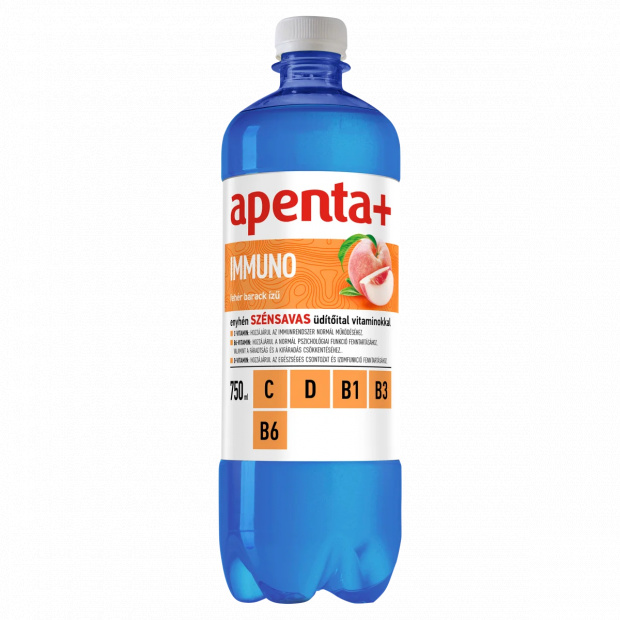 Apenta+ Immuno fehér barack ízű, enyhén szénsavas üdítőital 750 ml