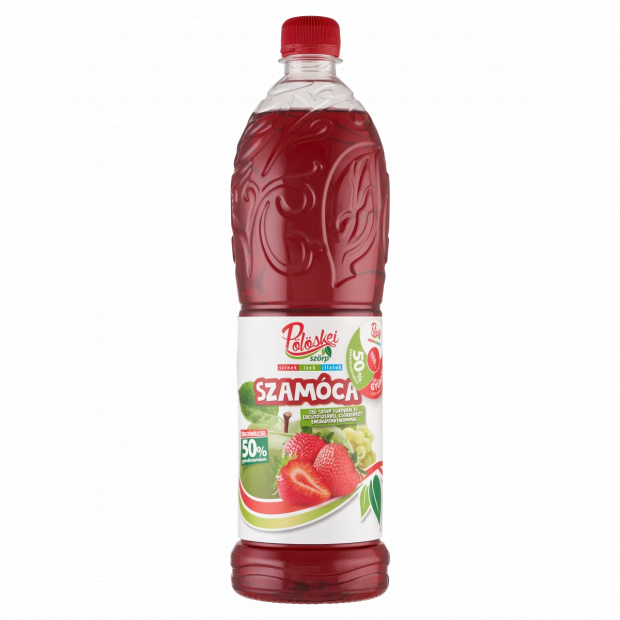 Pölöskei szamóca ízű szörp cukorral és édesítőszerrel, csökkentett energiatartalommal 1 l