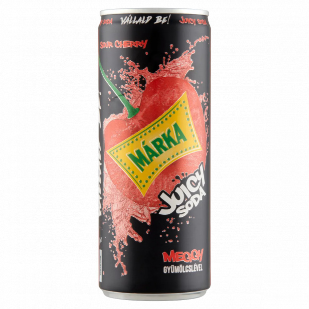 Márka Juicy Soda meggy szénsavas üdítőital cukorral és édesítőszerrel 250 ml