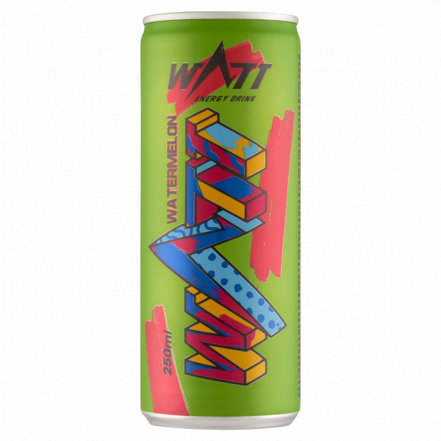 Watt görögdinnye- és egresízű szénsavas energiaital koffeinnel és vitaminokkal 250 ml