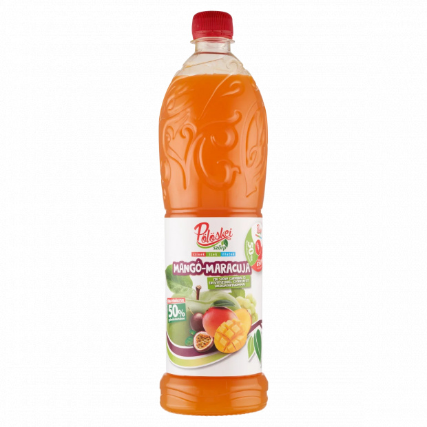 Pölöskei mangó-maracuja ízű szörp cukorral és édesítőszerrel, csökkentett energiatartalommal 1 l