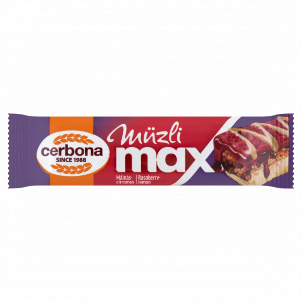 Cerbona Müzli Max málnás-citromos müzliszelet 30 g