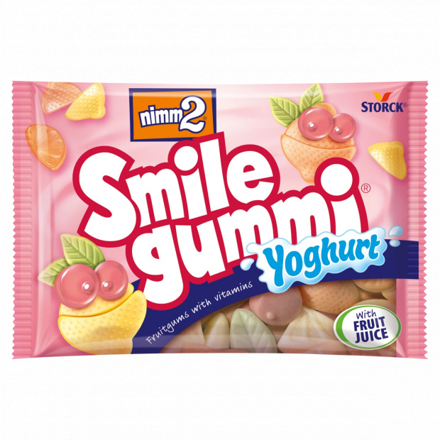 nimm2 Smilegummi vegyes gyümölcs ízű joghurtos gumicukorka vitaminokkal 100 g 