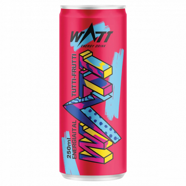 Watt Classic tuttifrutti ízű szénsavas energiaital koffeinnel és vitaminokkal 250 ml
