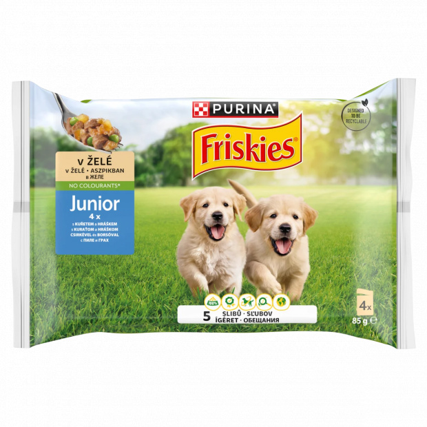 Purina Friskies Junior aszpikos válogatás nedves kutyaeledel 4 x 85 g (340 g)