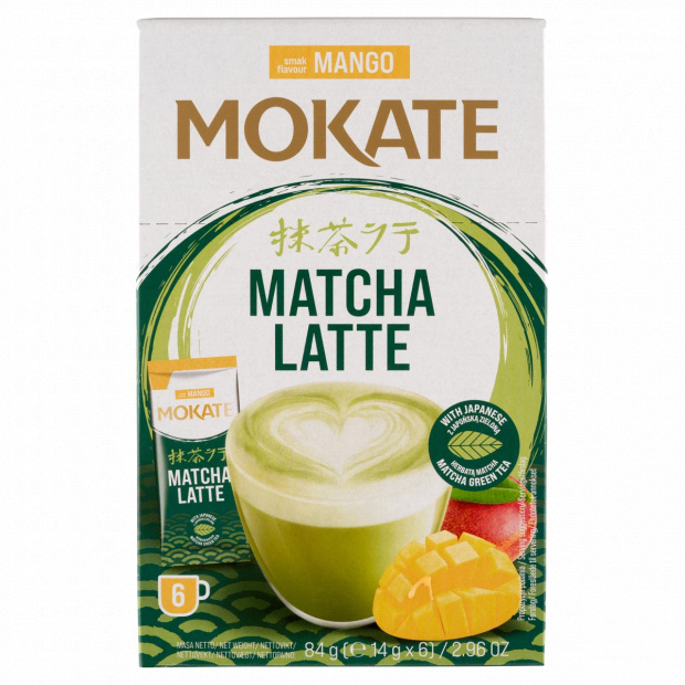 Mokate Mango Matcha Latte tej és zöldtea alapú instant italpor, mangó ízesítéssel 6 x 14 g (84 g) Mokate Mango Matcha Latte tej és zöldtea alapú instant italpor, mangó ízesítéssel 6 x 14 g (84 g)