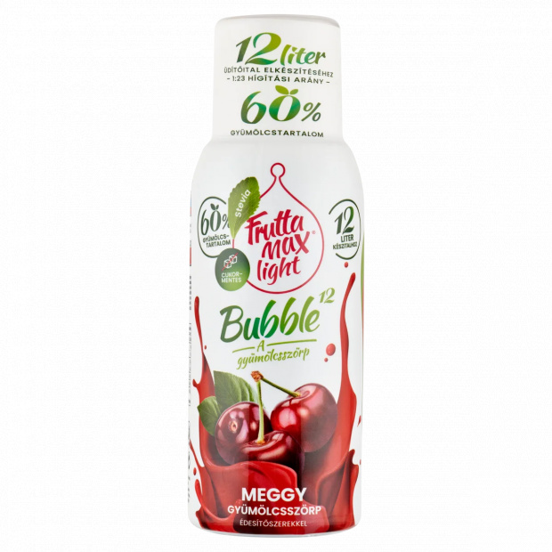 FruttaMax Bubble¹² Light meggy gyümölcsszörp édesítőszerekkel 500 ml
