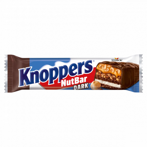 Knoppers tejkrémmel, nugátkrémmel, kekszdarabkákkal, aprított mogyoróval töltött ostyaszelet 40 g