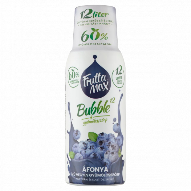 FruttaMax Bubble¹² áfonya ízű vegyes gyümölcsszörp cukorral és édesítőszerekkel 500 ml