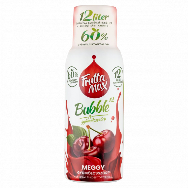 FruttaMax Bubble¹² meggy gyümölcsszörp cukorral és édesítőszerekkel 500 ml