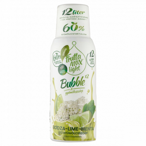FruttaMax Bubble¹² Light bodza-lime-menta ízű gyümölcsszörp édesítőszerekkel 500 ml