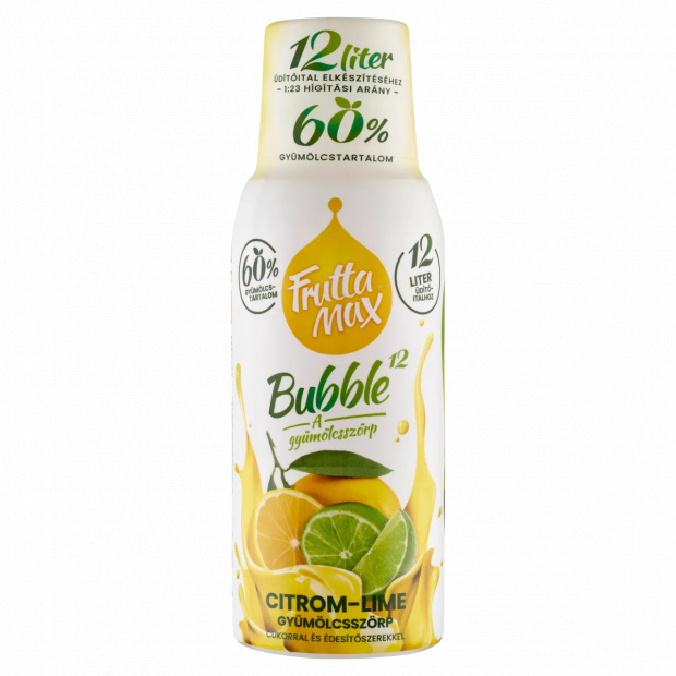 FruttaMax Bubble¹² citrom-lime gyümölcsszörp cukorral és édesítőszerekkel 500 ml