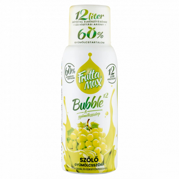 FruttaMax Bubble¹² szőlő gyümölcsszörp cukorral és édesítőszerekkel 500 ml FruttaMax Bubble¹² szőlő gyümölcsszörp cukorral és édesítőszerekkel 500 ml