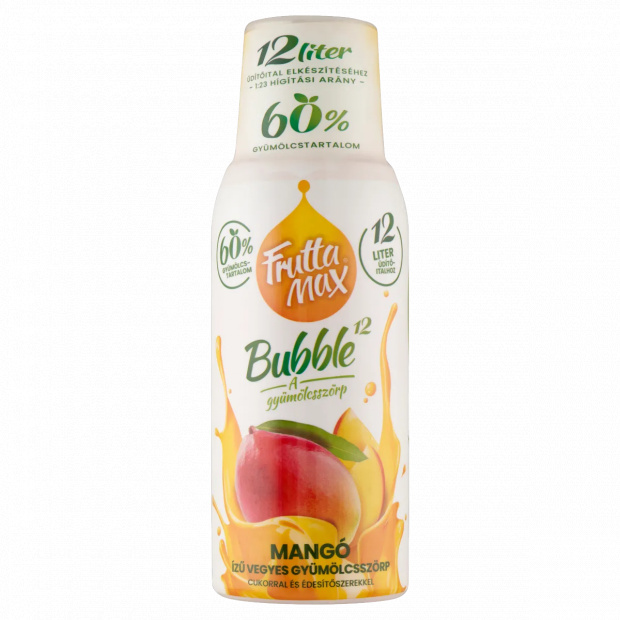 FruttaMax Bubble¹² mangó ízű vegyes gyümölcsszörp cukorral és édesítőszerekkel 500 ml