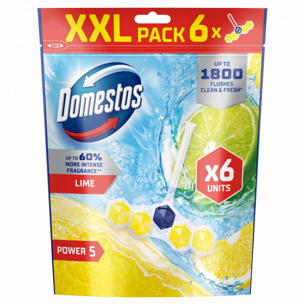 Domestos Power 5 Lime WC frissítő blokk 6 x 50 g Domestos Power 5 Lime WC frissítő blokk 6 x 50 g