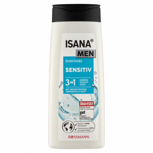 Isana Men Sensitiv 3in1 tusfürdő gél férfiaknak 300 ml