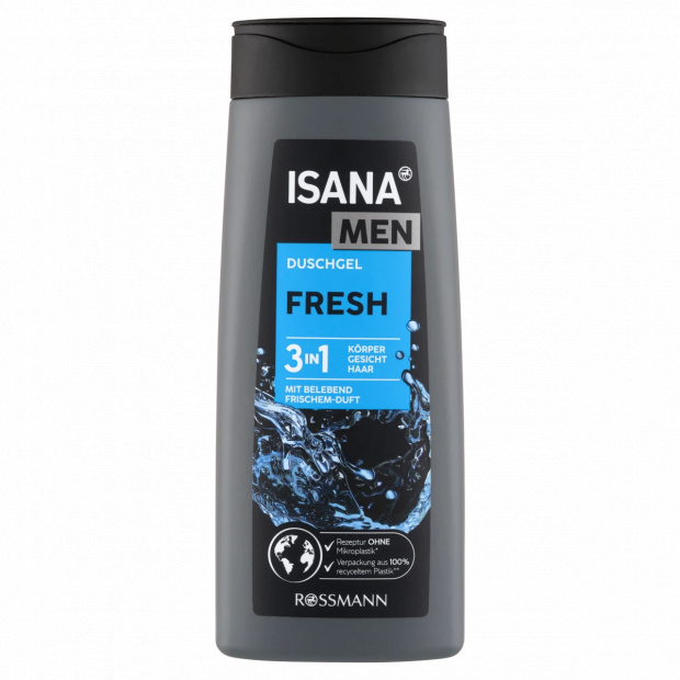 Isana Men Fresh 3in1 tusfürdő gél férfiaknak 300 ml
