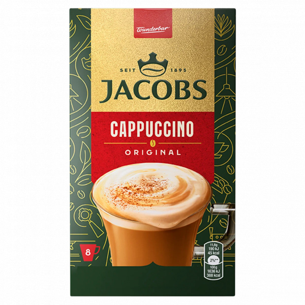 Jacobs Cappucino azonnal oldódó kávéitalpor 8 x 11,6 g (92,8 g) Jacobs Cappucino azonnal oldódó kávéitalpor 8 x 11,6 g (92,8 g)