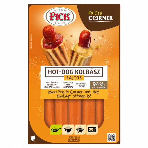 PICK Fresh Corner sajtos hot-dog kolbász 300 g