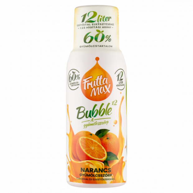 FruttaMax Bubble¹² narancs gyümölcsszörp cukorral és édesítőszerekkel 500 ml FruttaMax Bubble¹² narancs gyümölcsszörp cukorral és édesítőszerekkel 500 ml