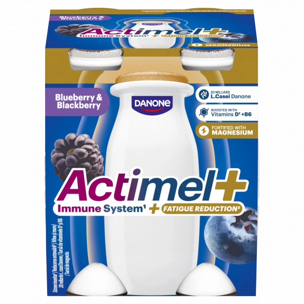 Danone Actimel+ áfonya- és feketeszeder ízű joghurtalapú ital 4 x 100 g (400 g)