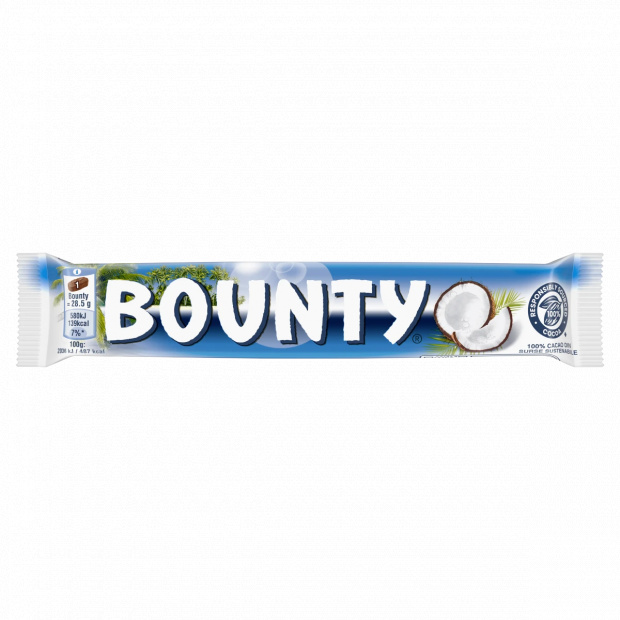 Bounty tejcsokoládé puha kókuszos töltelékkel 2 x 28,5 g (57 g) Bounty tejcsokoládé puha kókuszos töltelékkel 2 x 28,5 g (57 g)