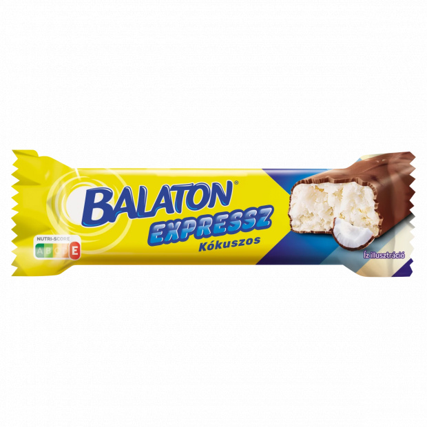 Balaton Expressz tejcsokoládéval mártott kókuszos szelet 35 g Balaton Expressz tejcsokoládéval mártott kókuszos szelet 35 g