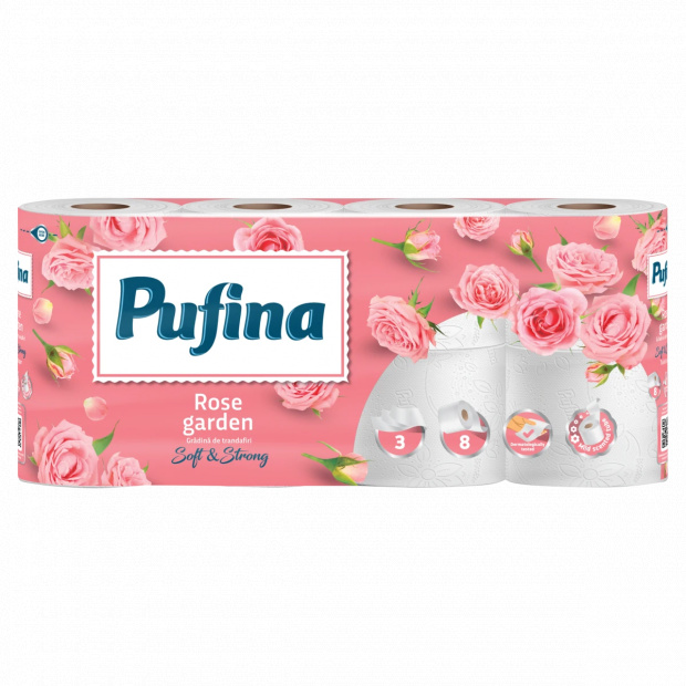 Pufina Rózsakert illatosított WC-papír 3 rétegű 8 tekercs