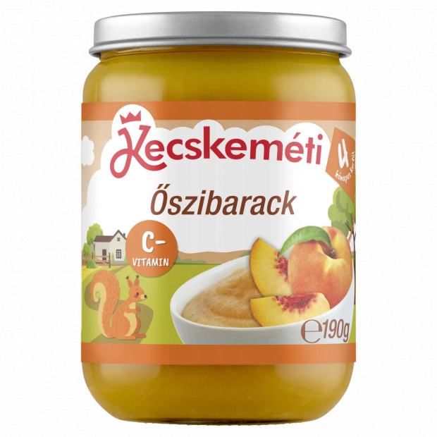 Kecskeméti őszibarack bébidesszert 4 hónapos kortól 190 g Kecskeméti őszibarack bébidesszert 4 hónapos kortól 190 g