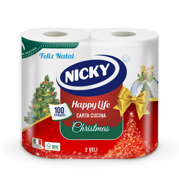 Nicky Happy Life karácsonyi konyhai papírtörlő 2 rétegű 2 tekercs Nicky Happy Life karácsonyi konyhai papírtörlő 2 rétegű 2 tekercs
