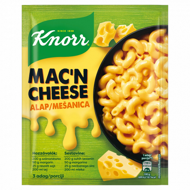 Knorr Mac\'n Cheese sajtszószos tészta alap 33 g Knorr Mac\'n Cheese sajtszószos tészta alap 33 g