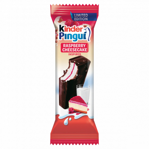Kinder Pingui mascarpone ízű tejes krémmel és málnás készítménnyel töltött sütemény 30 g Kinder Pingui mascarpone ízű tejes krémmel és málnás készítménnyel töltött sütemény 30 g