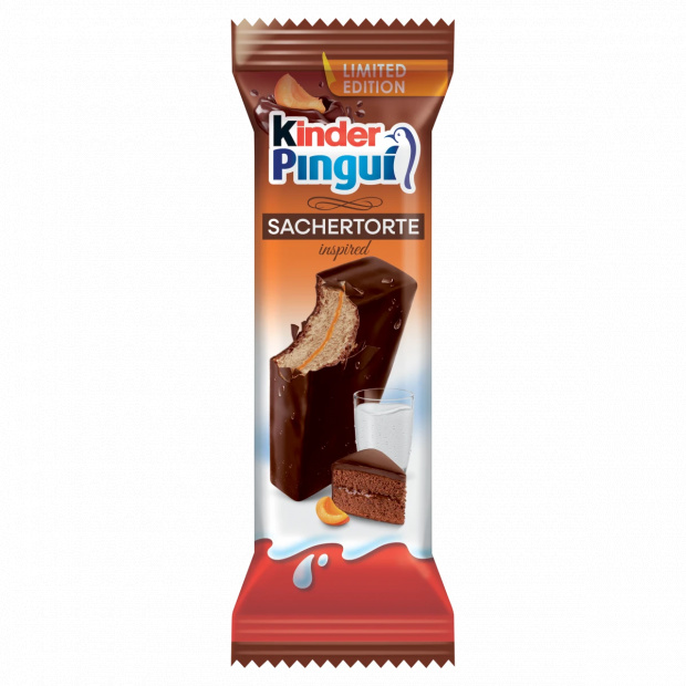 Kinder Pingui Sacher Style kakaós-tejes krémmel és sárgabarackos készítménnyel töltött sütemény 30 g