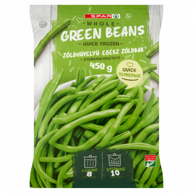 SPAR gyorsfagyasztott zöldhüvelyű egész zöldbab 450 g SPAR gyorsfagyasztott zöldhüvelyű egész zöldbab 450 g