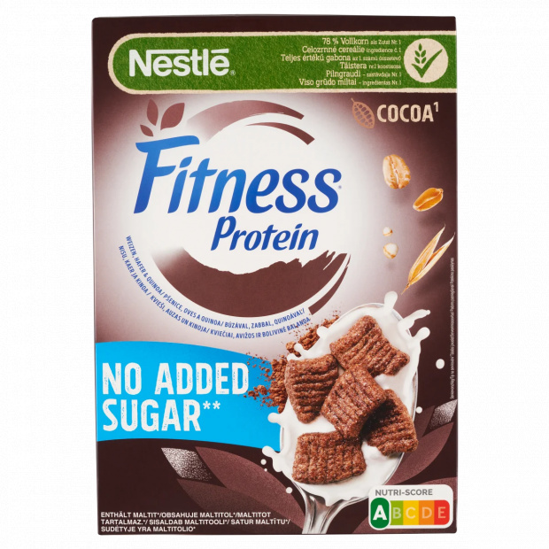 Nestlé Fitness Protein kakaós ízű gabonapehely teljes értékű búzával, édesítőszerrel 310 g