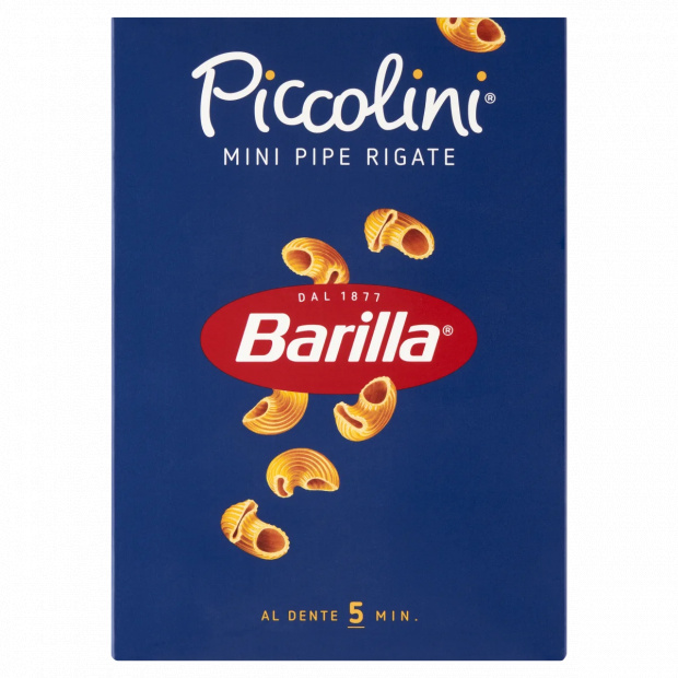 Barilla Piccolini Mini Pipe Rigate apró durum száraztészta 500 g Barilla Piccolini Mini Pipe Rigate apró durum száraztészta 500 g