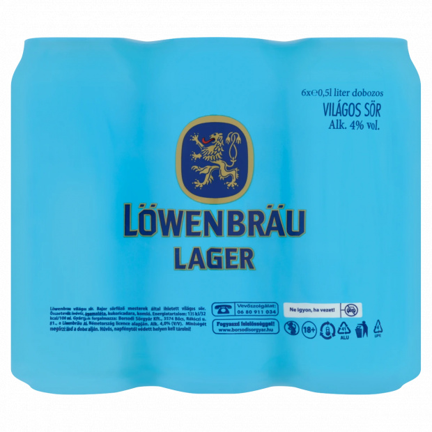 Löwenbrau világos sör 4% 6 x 0,5 l 