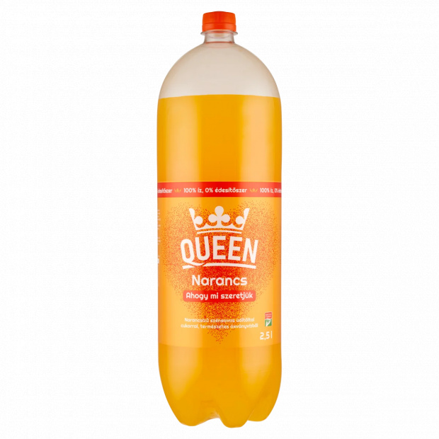 Queen narancsízű szénsavas üdítőital cukorral, természetes ásványvízből 2,5 l
