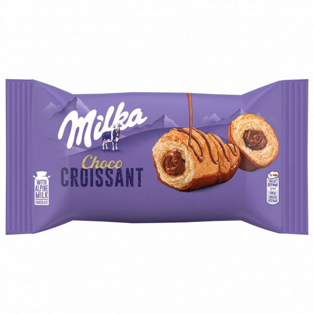 Milka Choco croissant alpesi tej felhasználásával készült tejcsokoládés töltelékkel 50 g