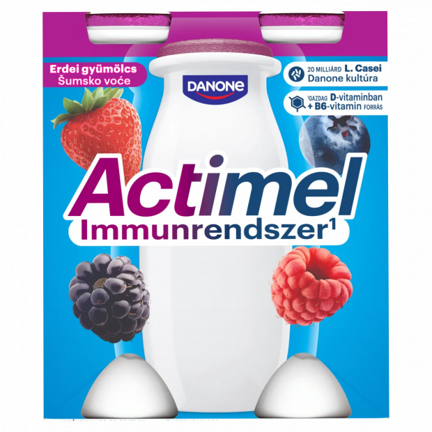 Danone Actimel zsírszegény, élőflórás, erdei gyümölcsízű joghurtalapú ital 4 x 100 g (400 g)
