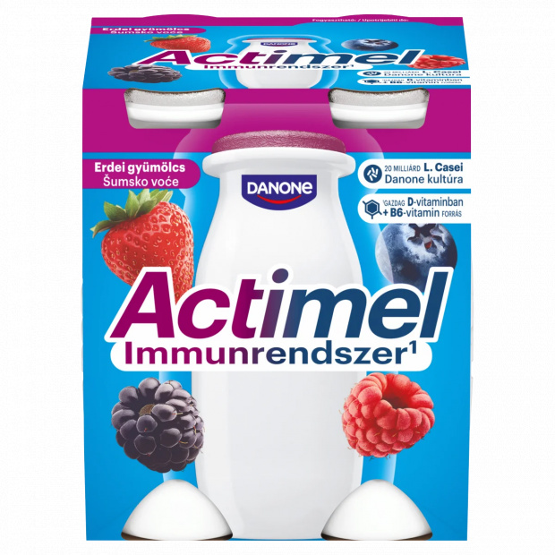 Danone Actimel zsírszegény, élőflórás, erdei gyümölcsízű joghurtalapú ital 4 x 100 g (400 g)