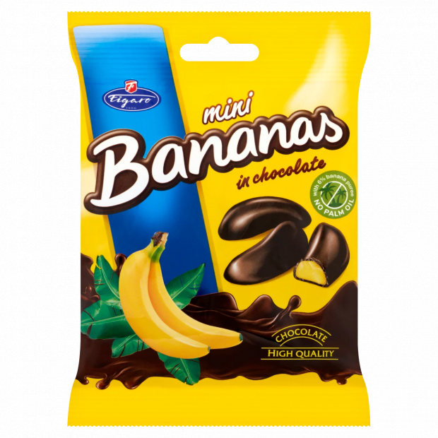 Figaro Mini Bananas étcsokoládéval bevont banános habos zselék 75 g