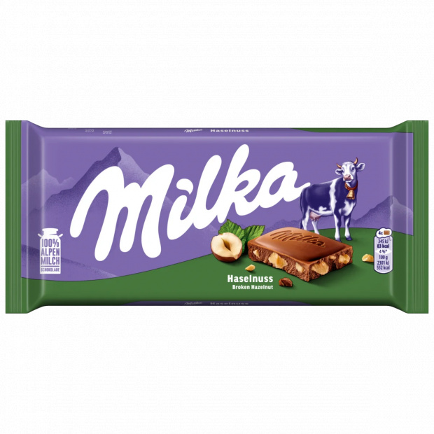 Milka alpesi tej felhasználásával készült tejcsokoládé törtmogyoróval 90 g