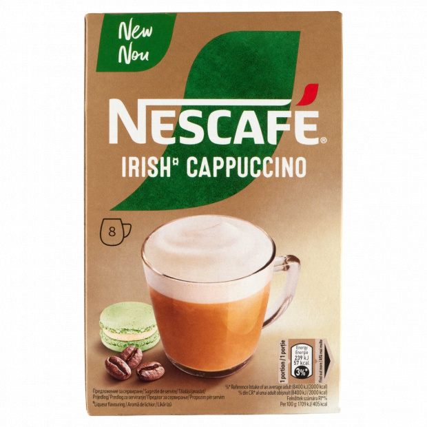 NESCAFÉ Irish Cappuccino likőr ízű azonnal oldódó kávéspecialitás 8 x 14 g (112 g)
