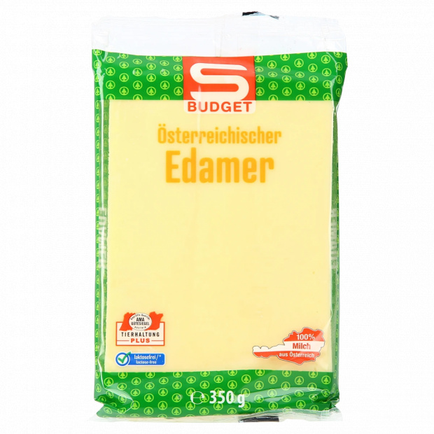 S-Budget Edami osztrák, zsíros, félkemény, darabolt sajt pasztőrözött tejből 350 g