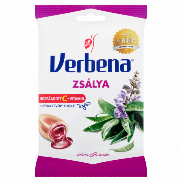 Verbena töltött keménycukorka mézzel, zsálya kivonattal és C-vitaminnal 60 g