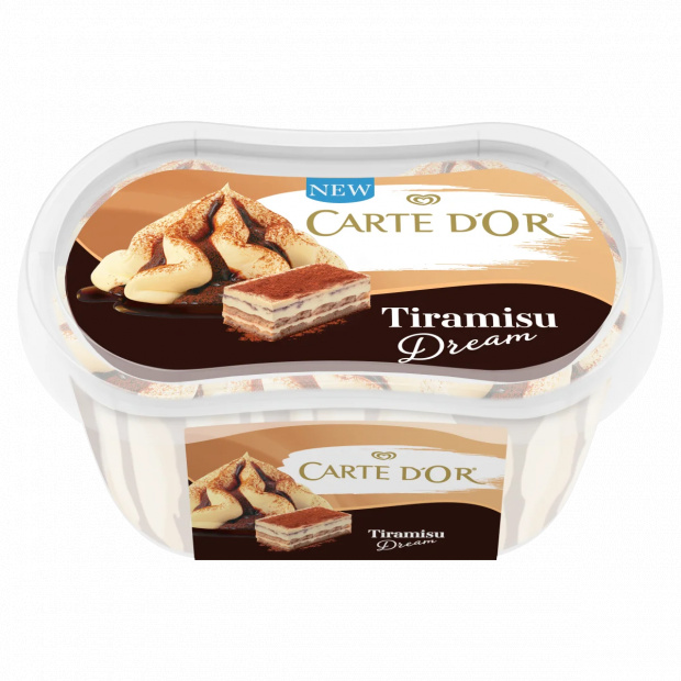 Carte D\'Or Tiramisu Dream tiramisu ízű jégkrém kávés szósszal kávé ízű kekszdarabkákkal 200 ml Carte D\'Or Tiramisu Dream tiramisu ízű jégkrém kávés szósszal kávé ízű kekszdarabkákkal 200 ml
