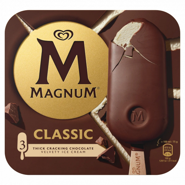 Magnum Classic vaníliás jégkrém tejcsokoládé bevonattal 3 x 100 ml (300 ml) Magnum Classic vaníliás jégkrém tejcsokoládé bevonattal 3 x 100 ml (300 ml)