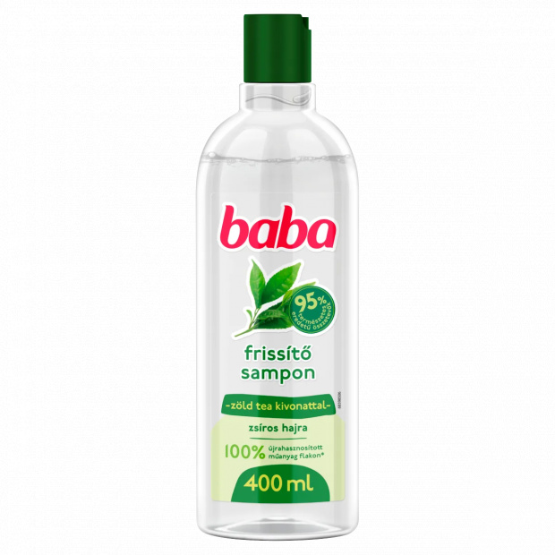 Baba családi sampon zsíros hajra organikus zöld tea kivonattal 400 ml