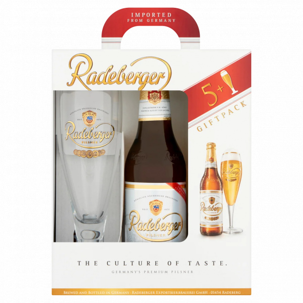 Radeberger Pilsner német világos sör 4,8% 5 x 0,33 l + pohár